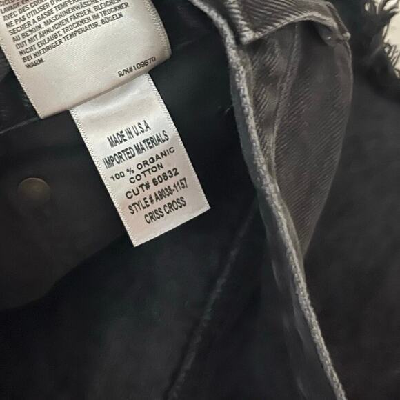 Agolde Women’s Criss Cross Black Denim Cut Off Jean Shorts Asymmetrical Waist 25 - Picture 6 of 7